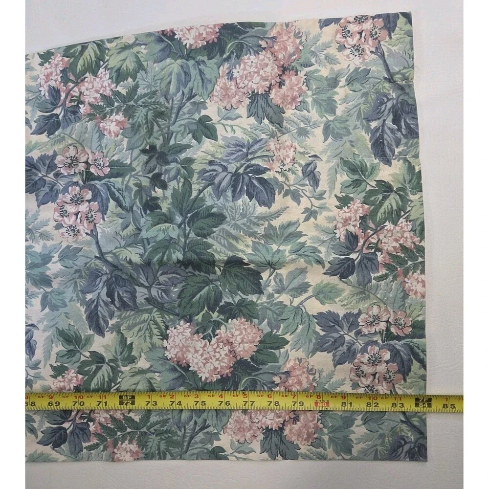 Laura Ashley Ashbourne Rod Pocket Valance 18x84 Green Floral Pink Hydrangeas